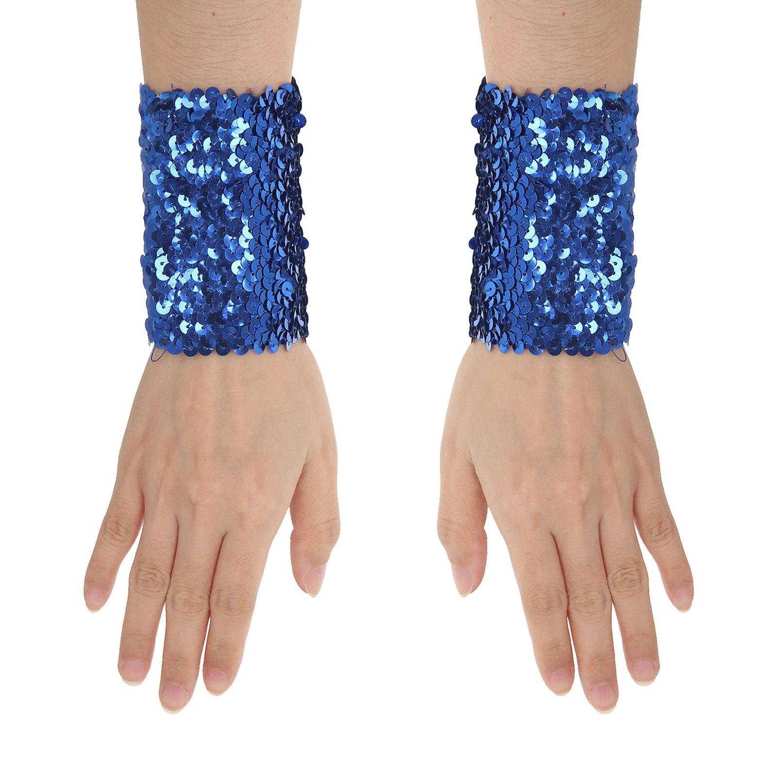

Жіночі блискучі нарукавники з паєтками Манжети костюмів блискучі еластичні рукави для косплея королівський синій колір