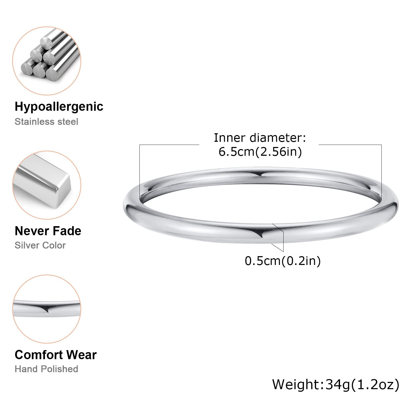 

Stainless Steel Polished Cuff Bracelet for Women Silver Gold Color Wristband Plain Slip Bangle Stackable Bracelets Chic Jewelry