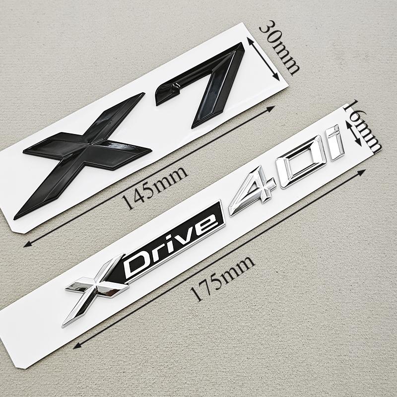 3D ABS Chrome Black Car Letters Logo X7 XDrive 40i Rear Trunk Badge Side Door Emblem For BMW X7 G07 Sticker Exterior Accessories