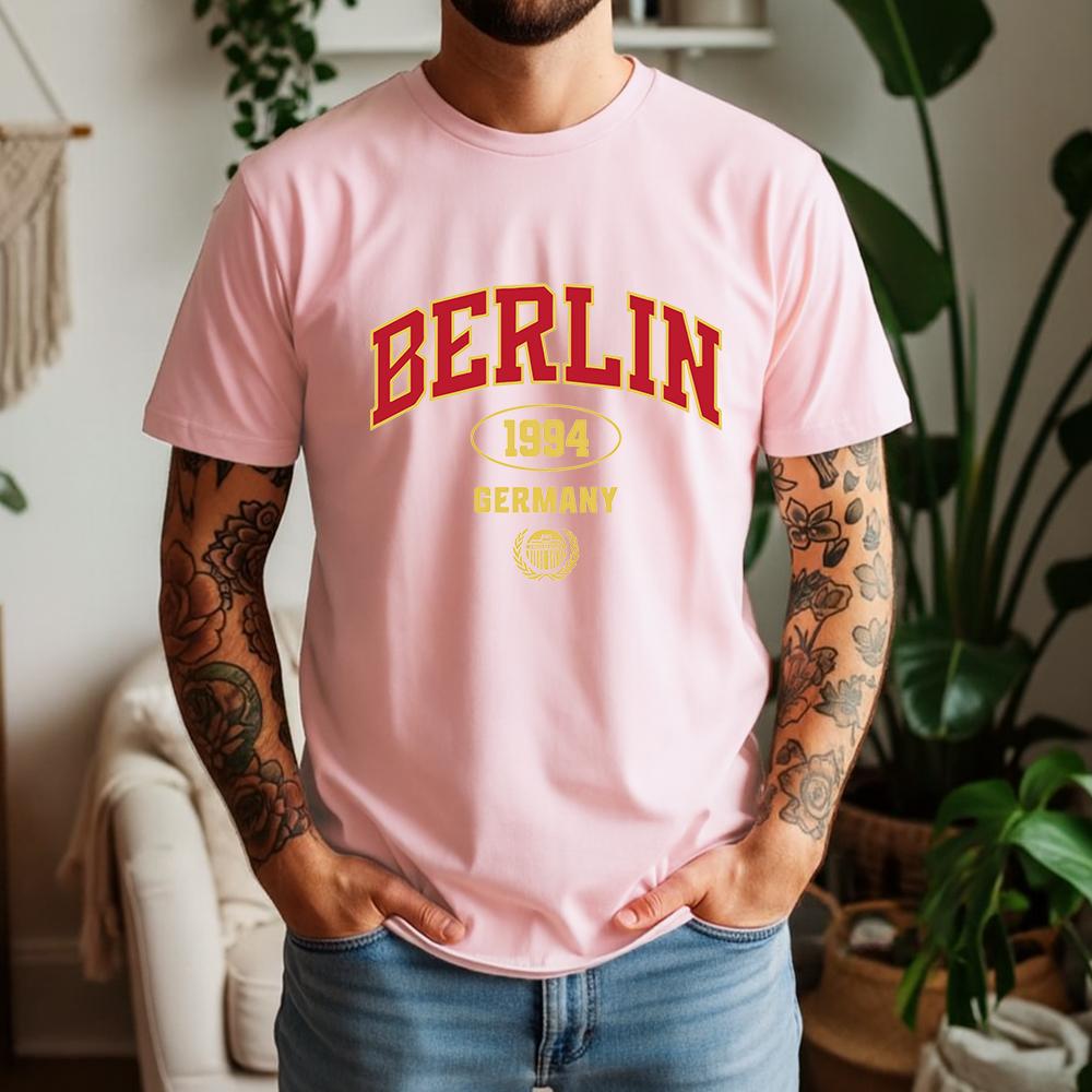 New Summer 100 Cotton Graphic Oversized Tee Berlin 1994 Gerunisexy Retro College Style Themed Short Sleeve