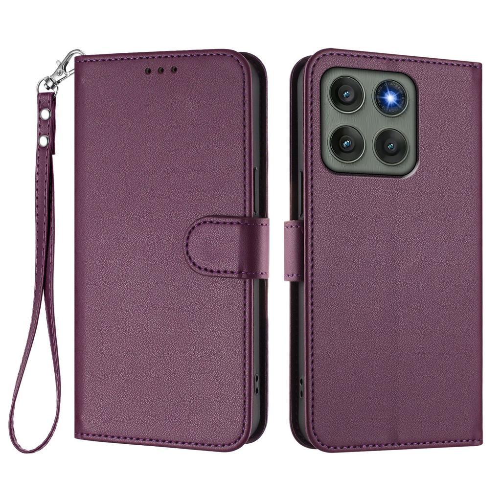For Motorola Edge 60 Pro 5G Leather Case Wallet Stand Phone Cover with Wrist Strap