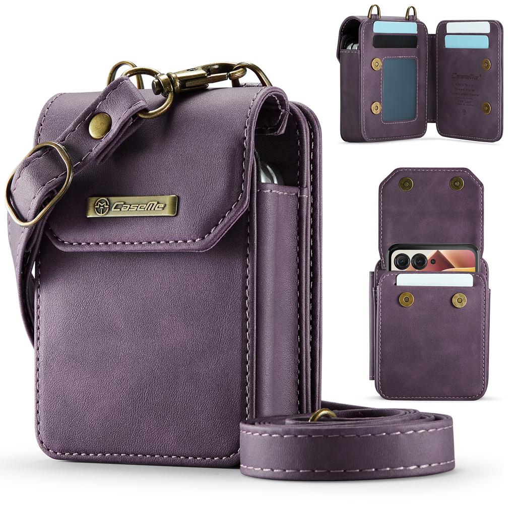 Business Luxury Crossbody Magnetic Cards Solt Wallet Flip Leather Case For Motorola Razr 60 50 40 Ultra Long Lanyard Bag Cover