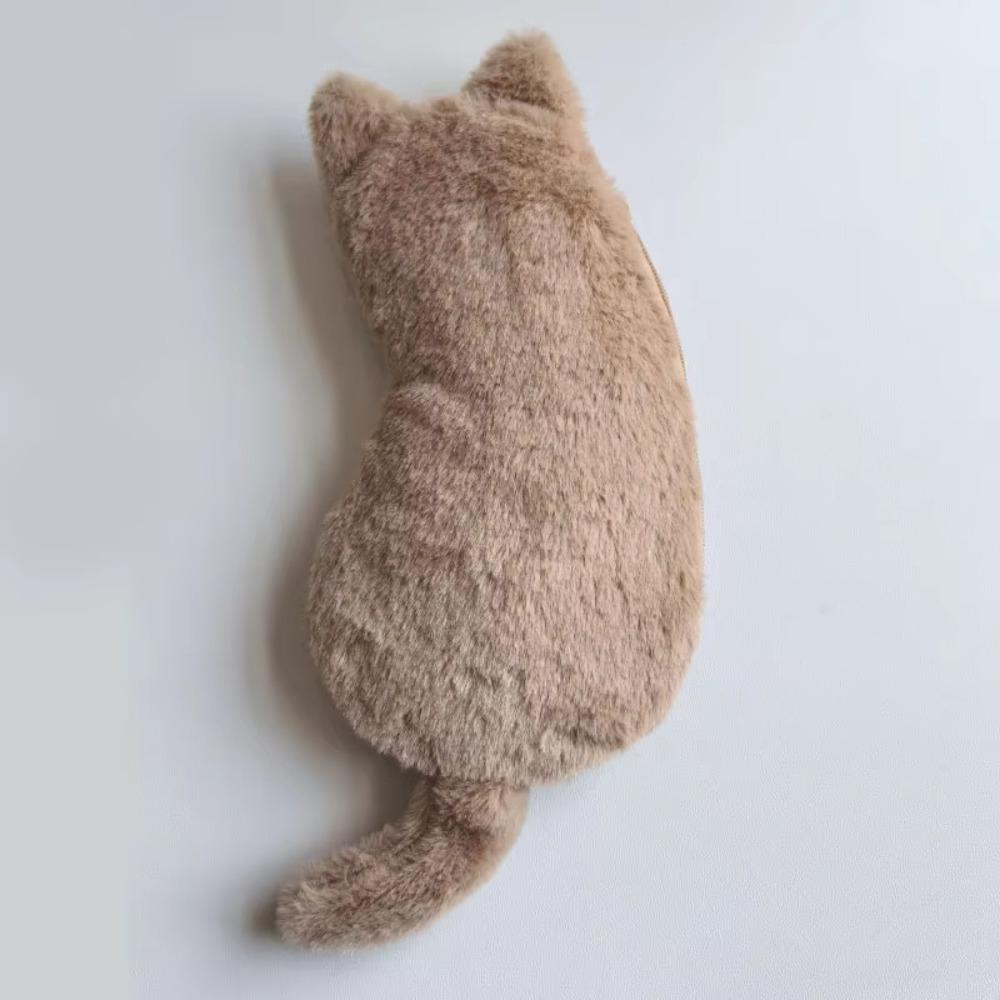 

Cute Fluffy Pencil Case Kawaii Animal Stationery Bag Portable Cat Plush Pencil Bag Office Supplies жовтий