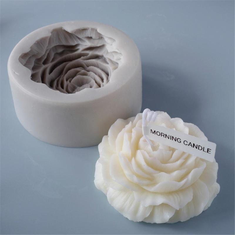 Large Peony Flower Candle Mold Handmade Soap Aromatherapy Gypsum Glue Mould Baking Chocolate Molds Home Decor Gifts