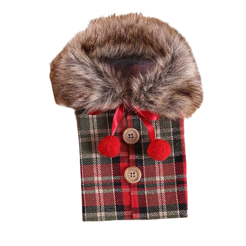 

Рождественский плюшевый чехол для бутылки вина с пуговицами, рукав для чулка, универсальная милая стильная рождественская одежда, украшения для обеденного стола red grid