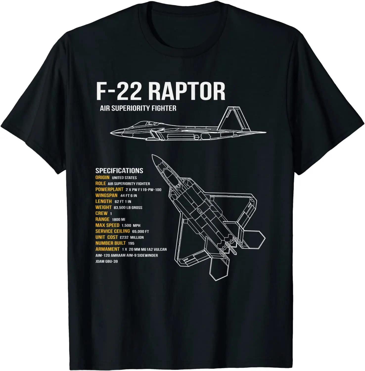 

2026 Новая Модная Оверсайз Мужская Футболка F-22 Raptor Истребитель Превосходства в Воздухе с Коротким Рукавом Повседневная 100% Хлопок Круглый Вырез Летние Футболки ... S разноцветный
