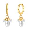 Women's 925 Silver Classic Gold Pearl Inlaid Earrings Elegant Suitable For Engagement Wedding Party Exquisite Jewelry
