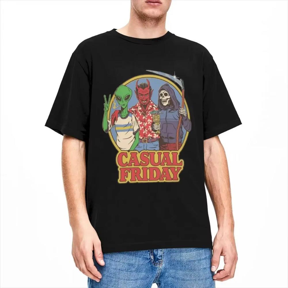 

Повседневная пятница Смешной хоррор арт Одежда Футболка для мужчин женщин Ностальгия Инопланетянин Дьявол Мрачный жнец Футболки Хлопковая одежда XXXXXL чёрный