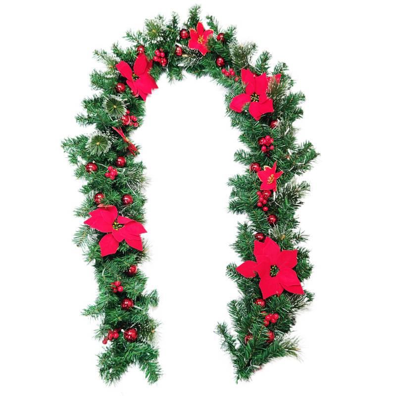 Hot-Selling 2.7m Christmas Tree Decoration Rattan for Staircases, Hotels, Malls, Bars, and Door Hanging — Encrypted Rattan Wreath
