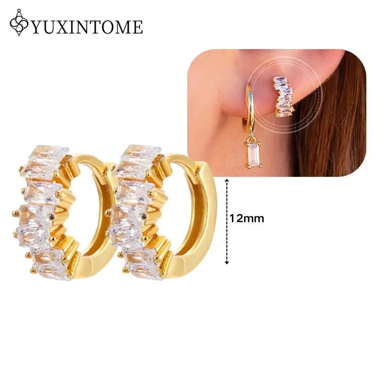 Dames 925 Zilveren Oorstekers Kristal Zirconia Waterdruppels Stud Hoops Goud Huggie Oorbellen Premium Luxe Feest Sieraden