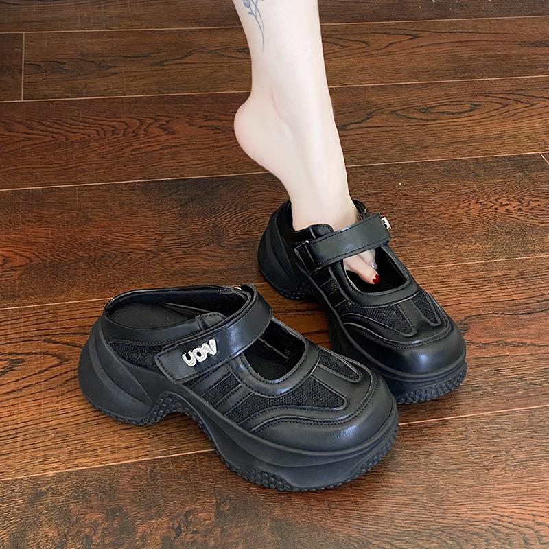 Fashion CRLAYDK Wedge Slip On Mules for Women House Slippers Lace Backless Walking Loafers Outdoor Height Increase Casual Ladies Slides