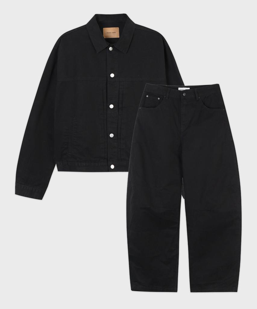 PROJECT3 Compact Twill Pants Jacket Setup Set[Black]_Set0602