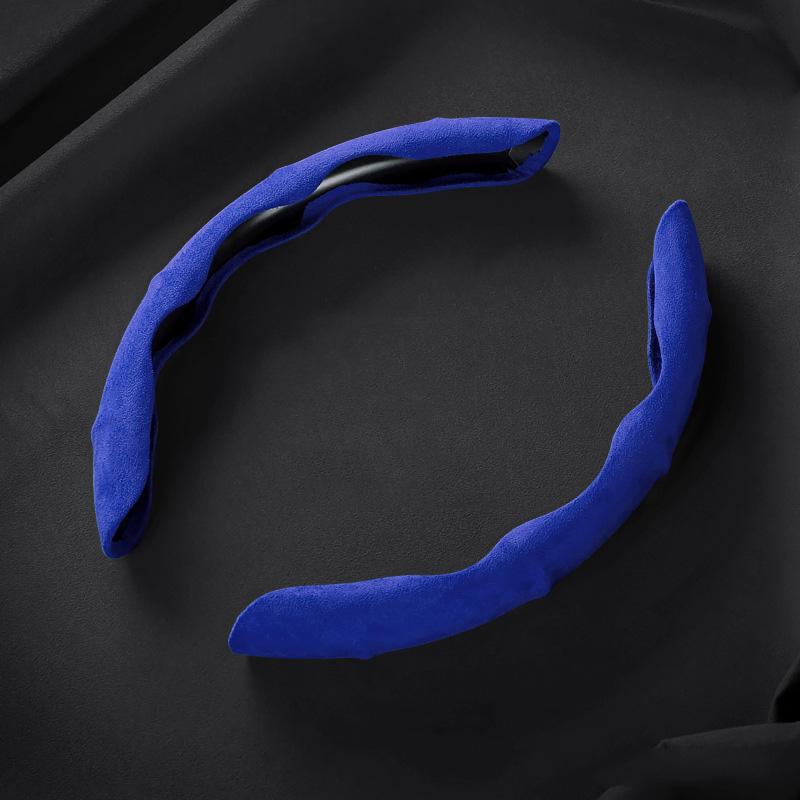 Suede Leather Steering Wheel Cover 38cm Car Steer Wheel Protector Textured Anti Slip Sweatproof Universal Decoration Accessories
