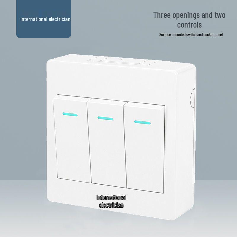Ultra-Thin One-Way Multi-Control Electrical Surface Switch & Socket Panel with Box