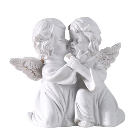 huaqianguhh Resin Cherubs Figurine, White Angel Statue, Garden Praying Cherub Sculpture, Indoor Outdoor Home Decoration, Cute Adorable Angle Sculpture
