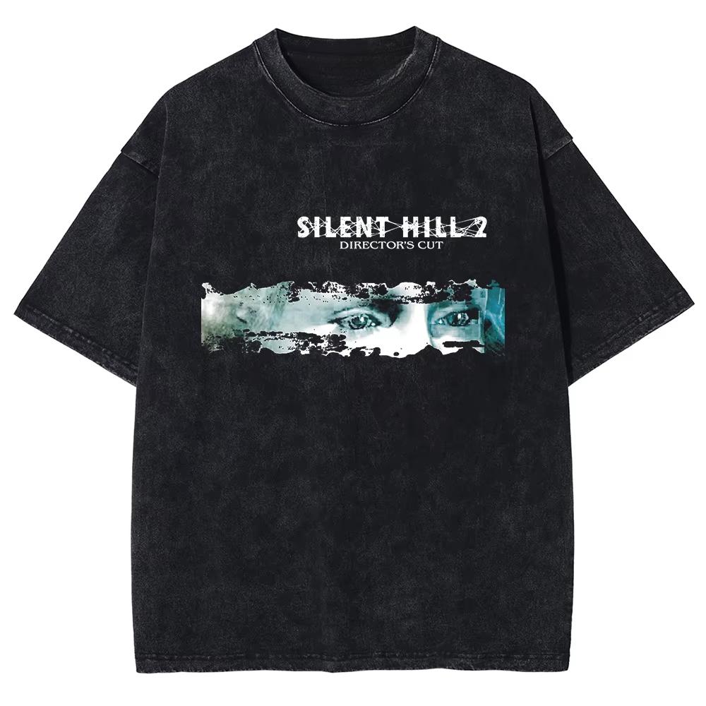 

Harajuku Washed Tshirt Silent Hill Graphic T Shirt Pattern Tshirt Short Sleeve Oversized Cotton Tshirt Mens Women Clothing S