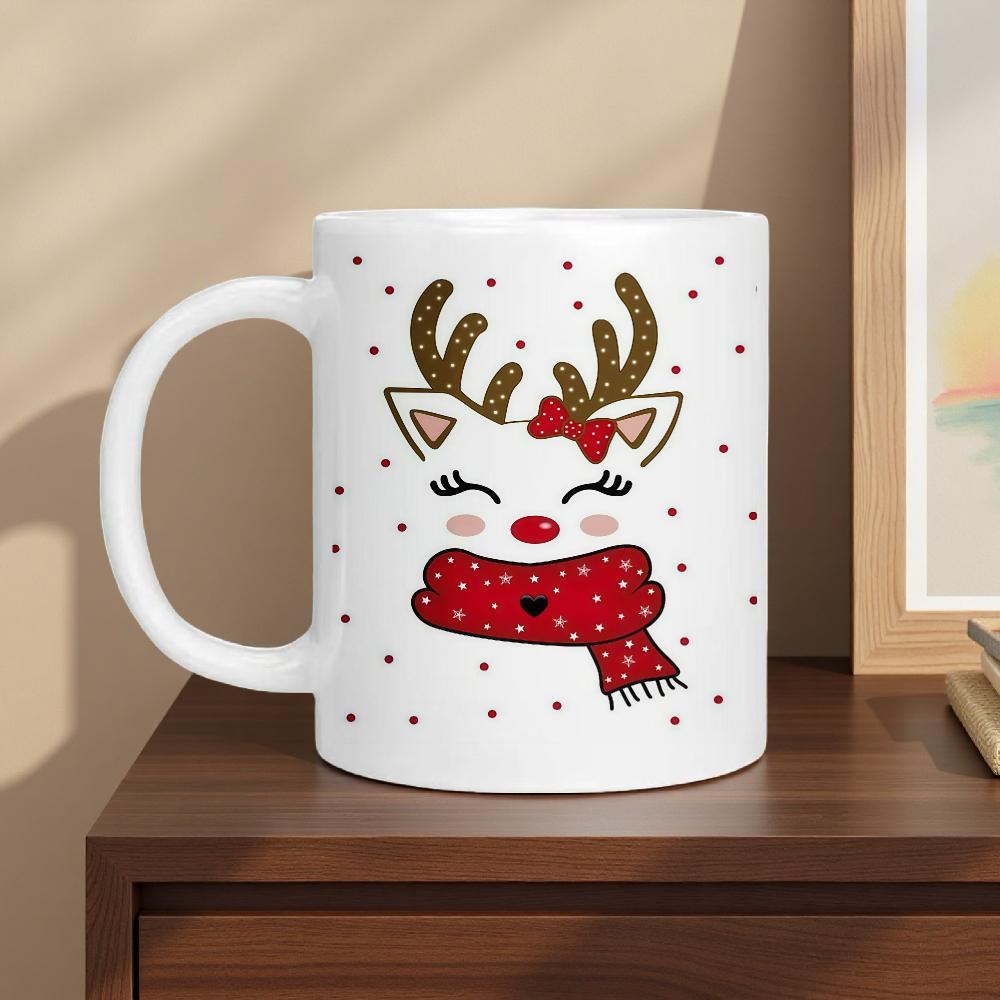 One  Christmas reindeer pattern  mug, machine washable, Christmas gift, Christmas decoration. 320ml