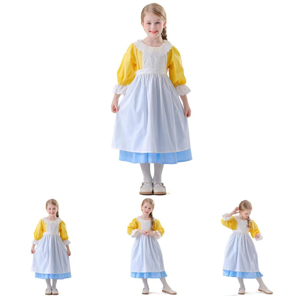 Halloween Farm Girl Costume With Polyester Fabric For Kids Stage Performance