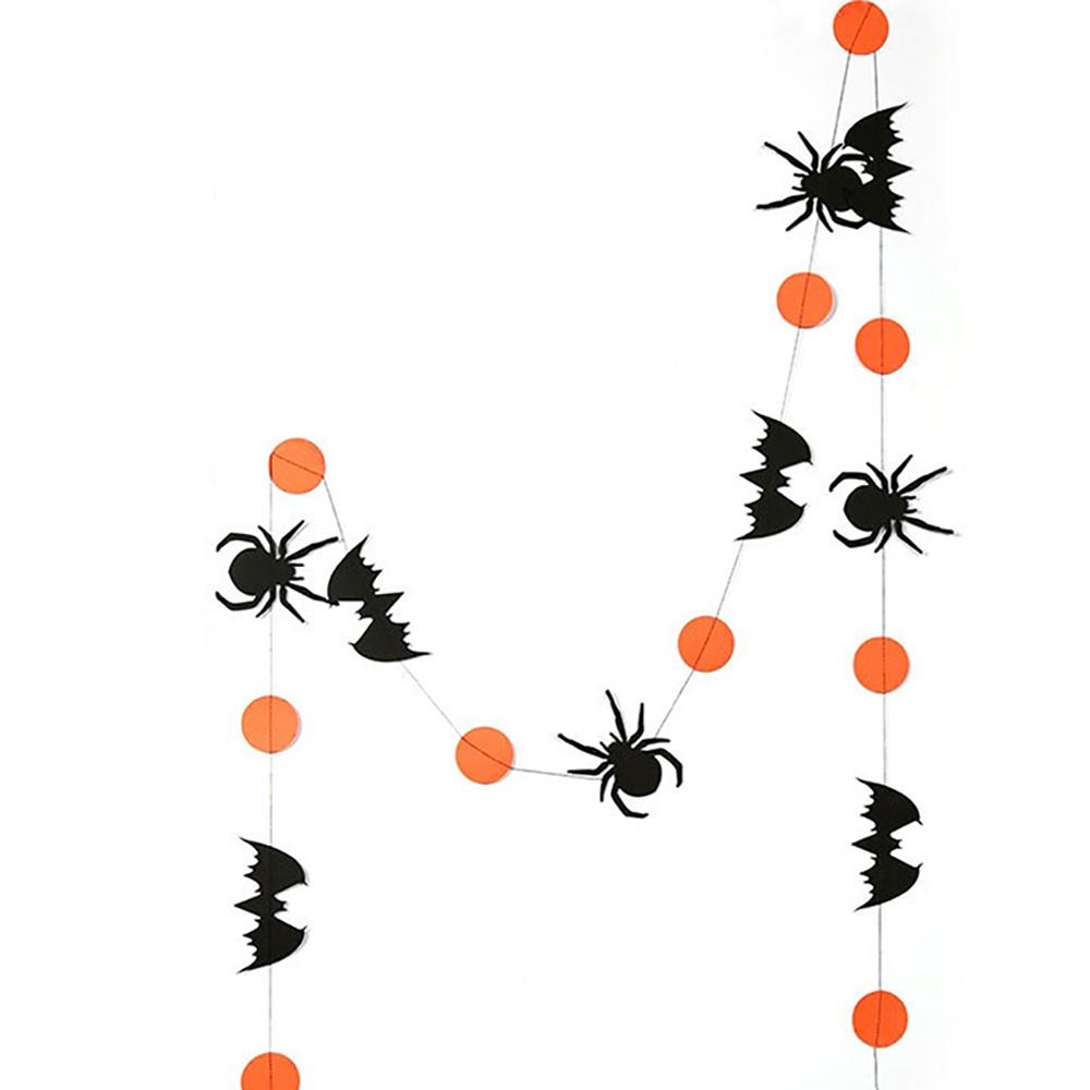 Halloween Paper Garland With 4M String Orange Black Bat Spider Pumpkin For Halloween Party Home DIY Hanging Ornament Decoration Supplies