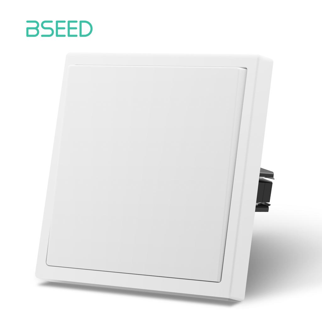 BSEED 1/2Gang Mechanical Light Switches Large Buttons 1Way With EU Socket 2USB Charging Ports Plastic Panel  No LED Light White