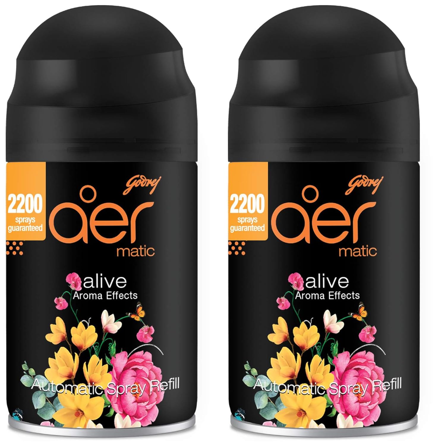 

Godrej aer Matic Refill Automatic Room Freshener Alive 225ml 2200 Sprays Lasts 60 Days Pack of 2