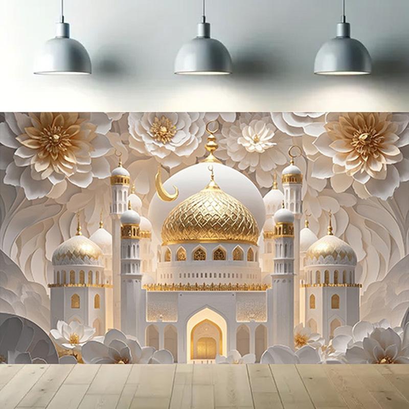 Motiv mešity Ramadán Eid Mubarak Dekorace Pozadí Banner Rodinný pokoj Foto Pozadí Party Dekorace Pozadí Měsíc Hvězda Eid Al Adha