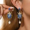 Beetle Shape Waterdrop Pendant Earrings Faux Pearl Drop Earrings Dangle Earrings  Holiday Jewelry