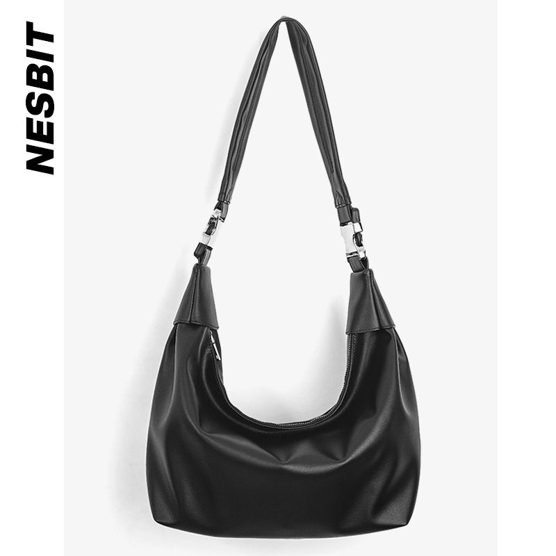 

Nesbit Niche Design Soft Leather Men s Bag Simple and Versatile Shoulder Messenger Bag 2025 New Commuter Dumpling Bag Black