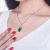 Teardrop Green Chalcedony and Diamond Emerald Necklace for Women