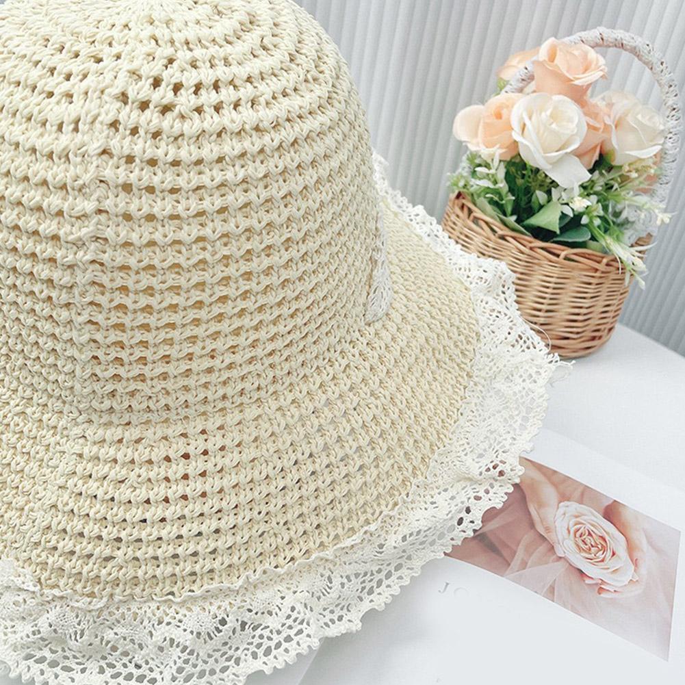 Women's Beach Hat Straw Summer Lace Sun Hat Fashion Breathable Hat Vacation Comfortable Fresh F L7U7