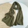 Retro Old Texture Pleated Solid Color Linen Scarf Thin And Narrow Silk Scarf Extended Neck Protection Scarf Autumn And Winter Warm