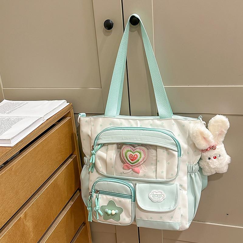 

Cute Student Shoulder Bag Featuring Stitching And Padded Compartments For Middle School Green 33cm