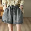 2025 Summer Retro Crochet Cotton Linen Women's Lace Shorts - Slimming Straight-Leg Casual Pants