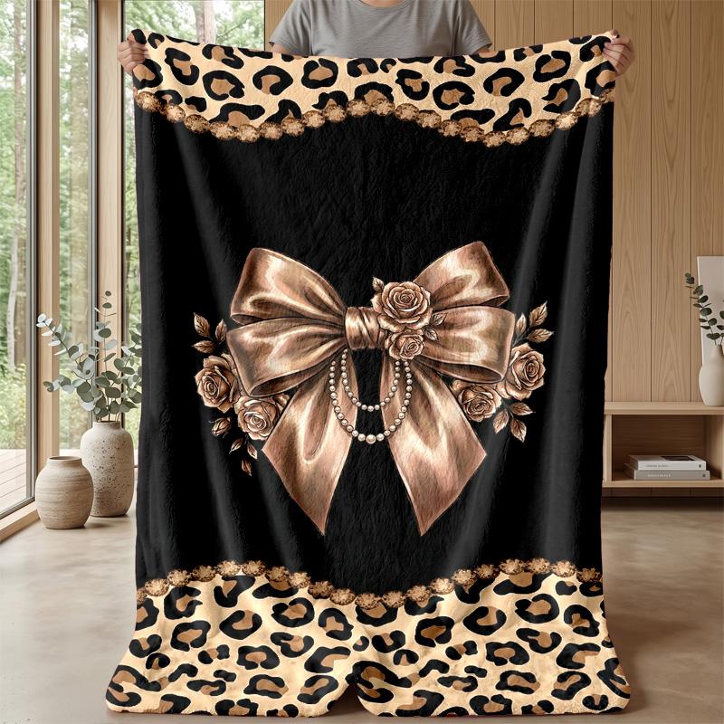 Leopard and Palm Jungle Print 1 Theme blanket Lightweight Warm Flannel Blanket Decorative Throw Blanket for Home Decoration