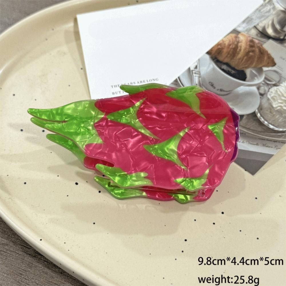 Dragon Fruit Design Fruit Print Hair Claw Strawberry Shark Hair Clip Hair Claw For Women Girls