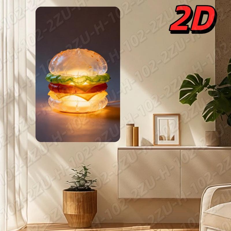 

Aluminum Glowing Burger Lamp Wall Decor, Durable Kitchen Home Art Light 20x30cm