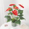 5Heads Red Artificial Flower Bouquet Fake Silk Flower For Home Decor DIY Wedding Decoration Wreath Potted Plants Accessories