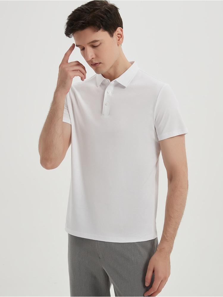 120-count Double-sided Mercerized Cotton Short-sleeve Wrinkle-free Long-staple Cotton T-shirt Heat-pressed Seamless Collar for Men Minimalist Tops