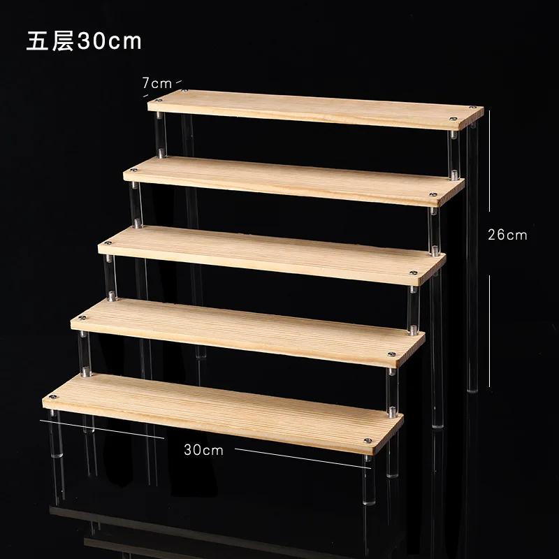 Acrylic Wooden Display Riser Stand for Funko POP Figures,Earring Ring Holder Cupcake Stand,Perfume Stand Organizer Display