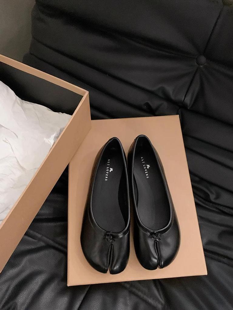 Sapatilhas Mary Jane Femininas de Pele com Solado Macio e Dedos Separados - Sapatos Baixos de Couro Confortáveis