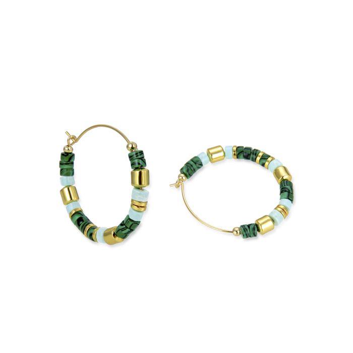 Boucles d'oreilles - Luxenter - Ihun - Argent 925 - Or jaune 18 carats - Malachite