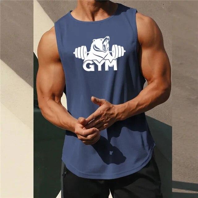 Herre Sommer Hurtigtørkende Gym skjorte Street Ermeløse T-skjorter For Menn Tank Tops Trening Fitness Singlets Sports Vest Klær