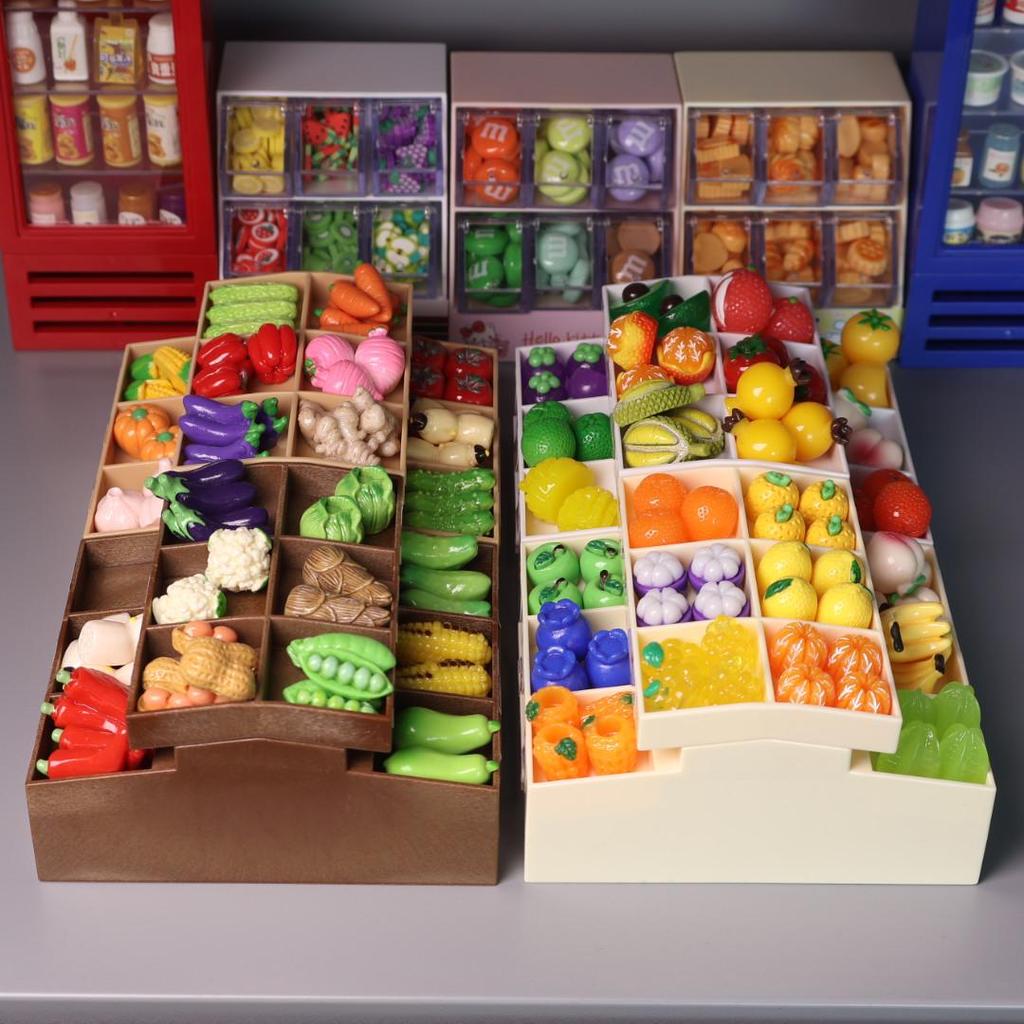 Xianci Kids' Pretend Play Mini Supermarket Vegetable & Fruit Rack Toy