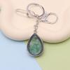 Natural Stone Crystals Teardrop Shape Photo Locket Keychain Featuring Diamonds Cut Designs for Sentimental Gifts