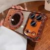 Luxury Glitter Bracket Stand Case for iPhone 17 16 15 14 Pro Max Plus 12 13 Air Mirror Ring Holder Make Up Bling Gradient Cover