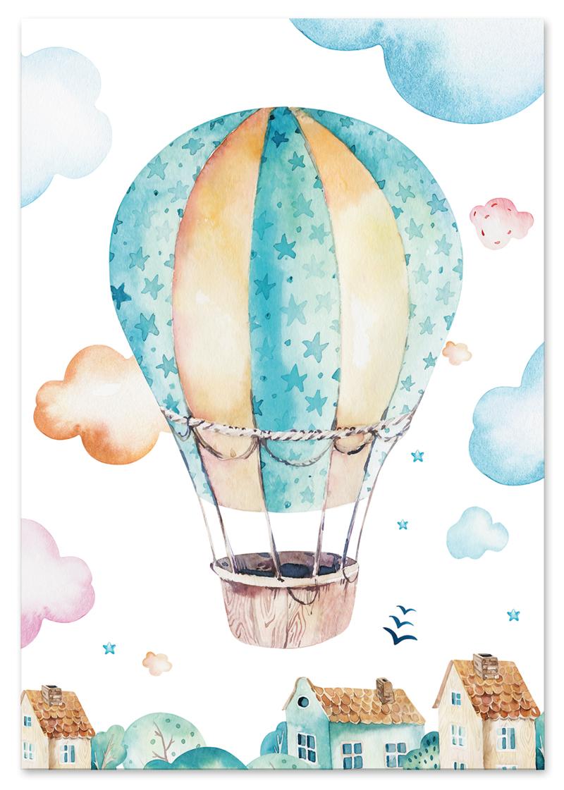 

Plakat do pokoju dziecka balon, lot balonem 30x40 cm