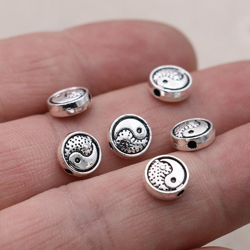 8Mm Silver Plated Yin Yang Spacer Loose Beads For Jewelry Making Bracelet Necklace Earrings Accessories 20Pcs