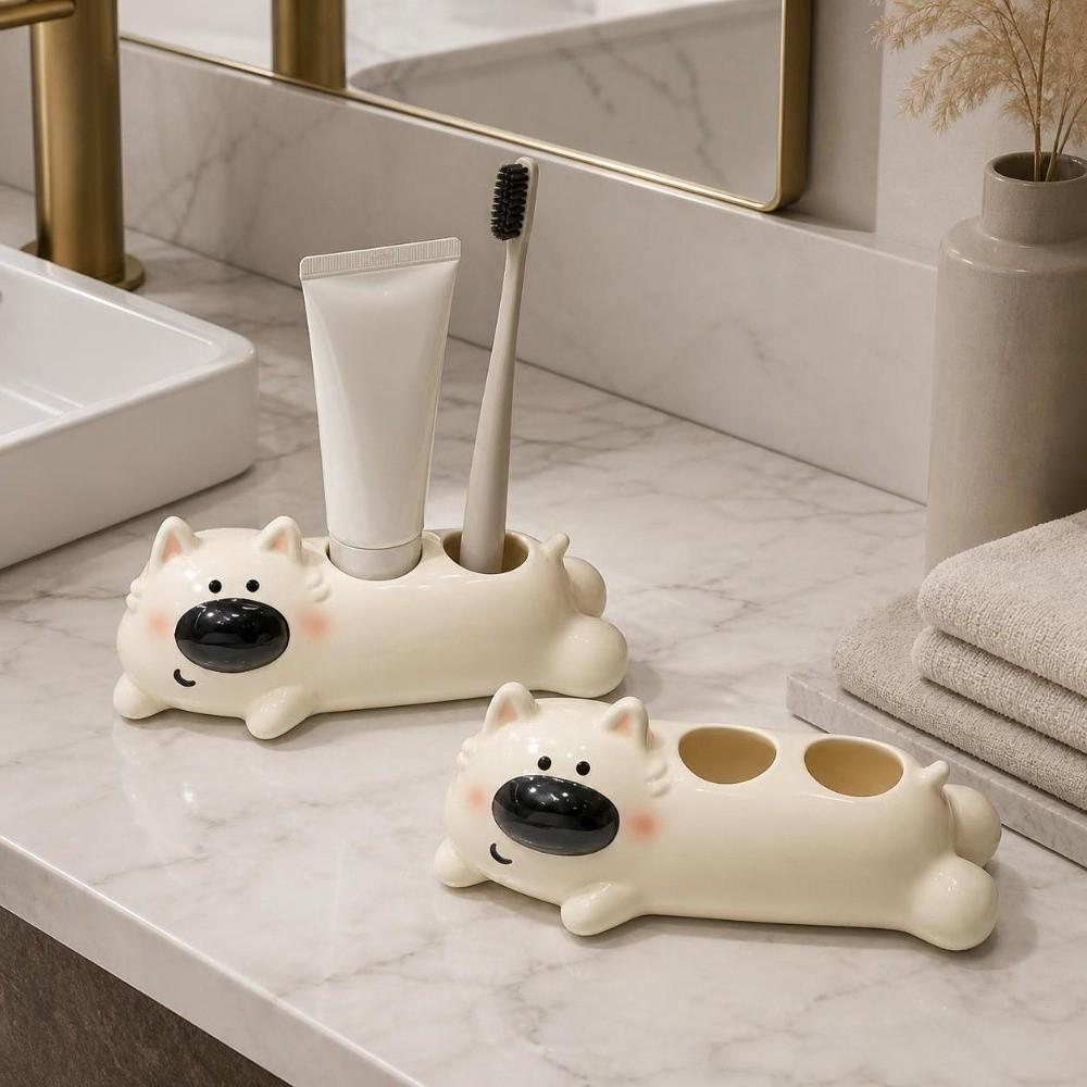 Creative Puppy Toothbrush Holder Ceramic Electric Toothbrush Stand Washstand
