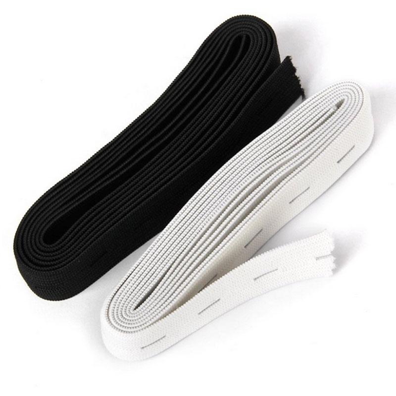 5PCS Sewing Knit Buttonhole Flat Elastic Bands 20mm White and Black