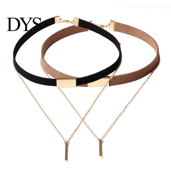 Punk Necklace Women Vintage Faux Suede Multilayer Polished Clavicle Choker Pendant for Party Fashion Necklaces